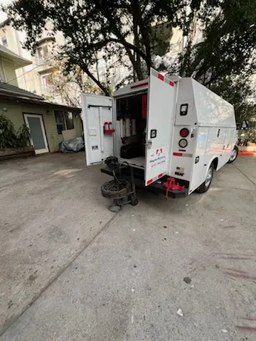 Magnet Plumbing service vehicle on-site for Water Heater Repair in Raisin City
